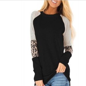 💕(LAST ONE)  Black Striped leopard long sleeve